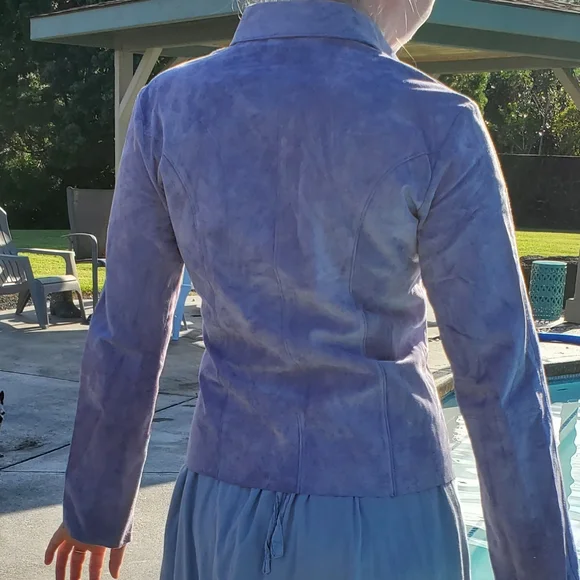 Express World Brand 100% Genuine Leather button up blouse, sz M-7/8 (Faded Now!) - Picture 10 of 17